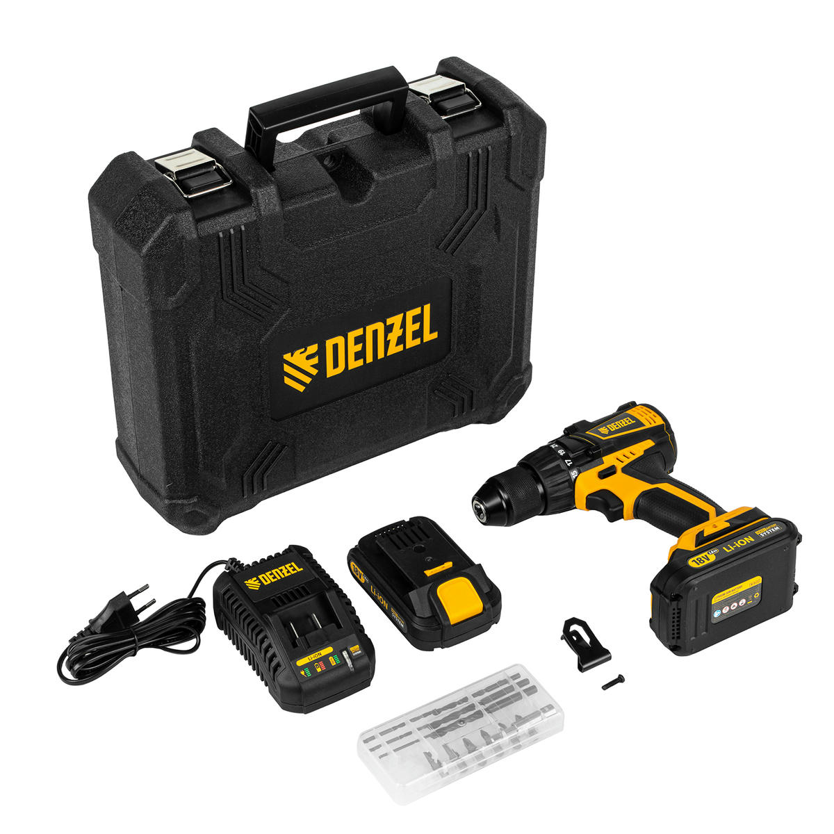 DENZEL 26121 Дрель-шуруповерт аккумуляторный бесщеточный BLDL-IB-18-02, Li-Ion, 18 В, 1.5 А/ч, 2 акб preview 12