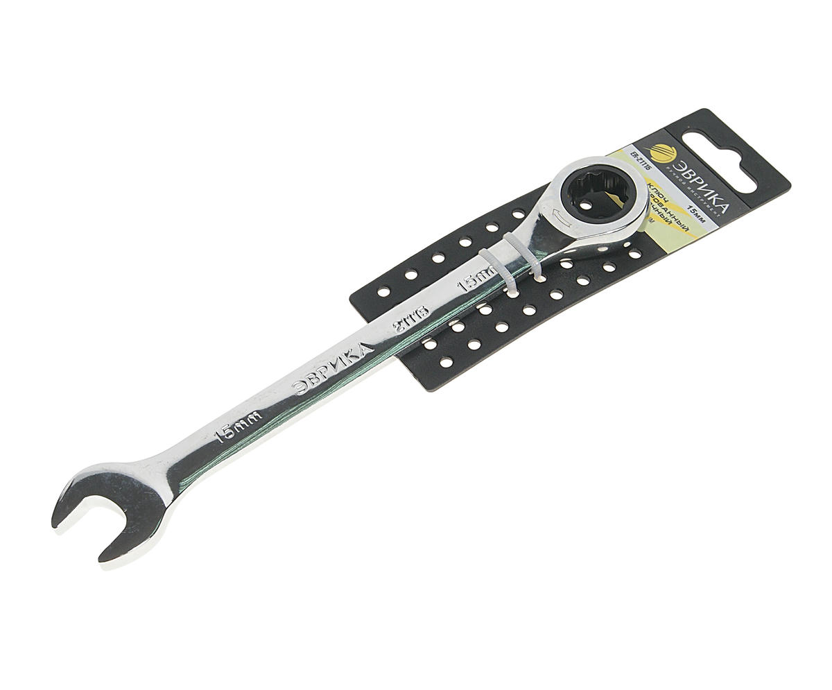 Ключ комбинированный 15мм трещоточный ЭВРИКА preview 1