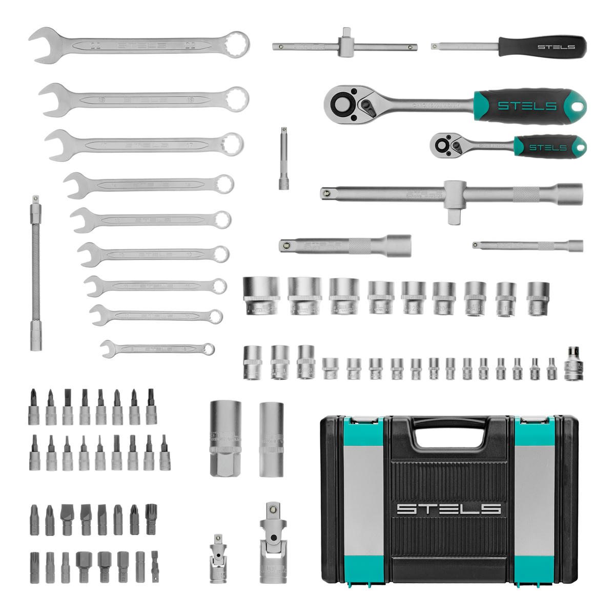Набор инструмента 1/2" 1/4" пластиковый кейс 82пр. STELS preview 2