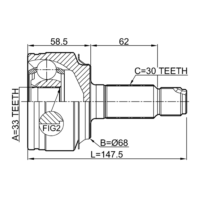 ШРУС НАРУЖНЫЙ 33X68X30, шт preview 2