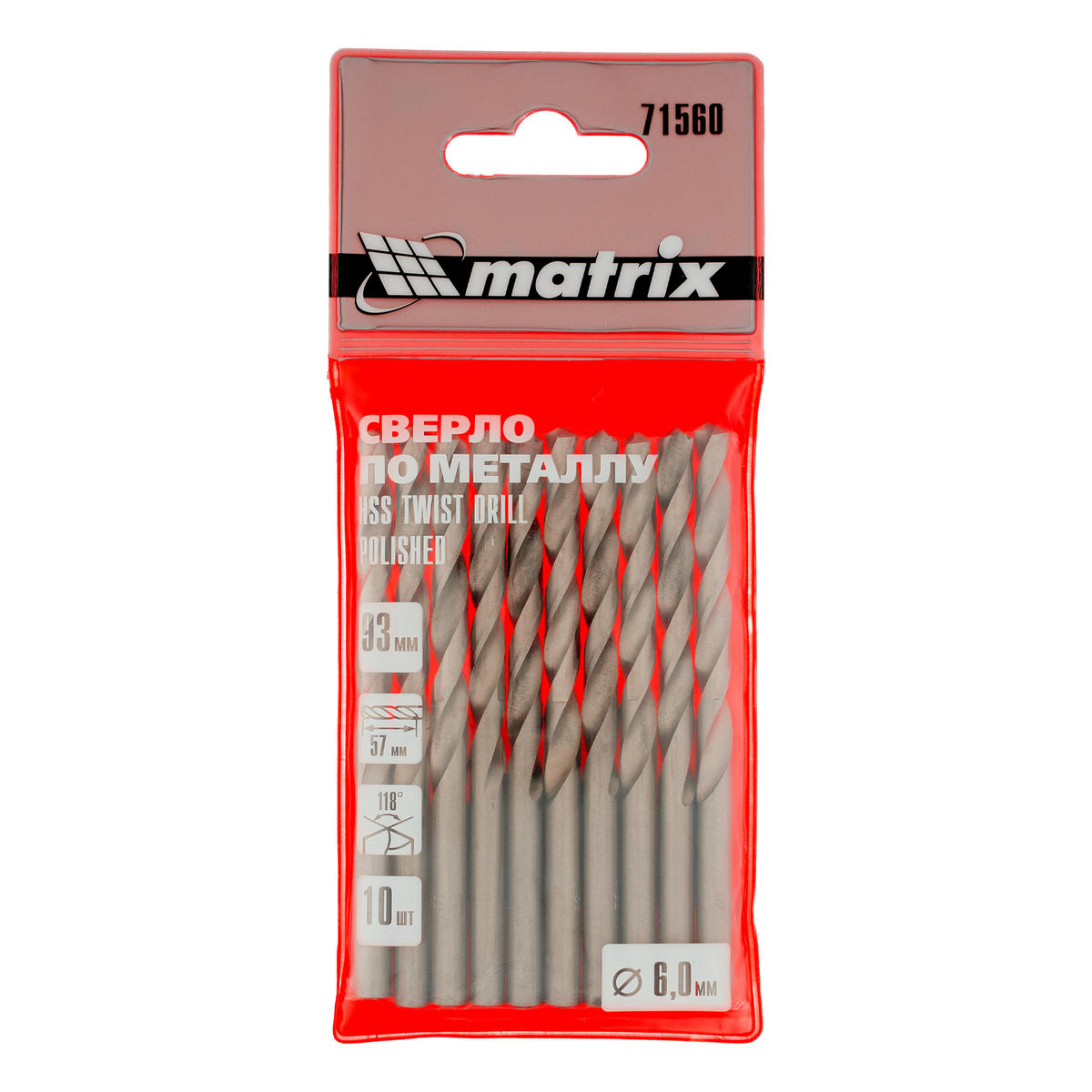 Сверло по металлу, 6, 0 мм, полированное, HSS, 10 шт. цилиндрический хвостовик MATRIX 71560 preview 4
