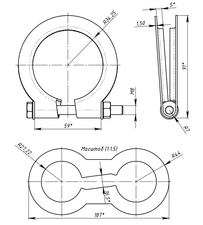 Хомут глушителя кольцевой 68мм. (ECLP 68) preview 3