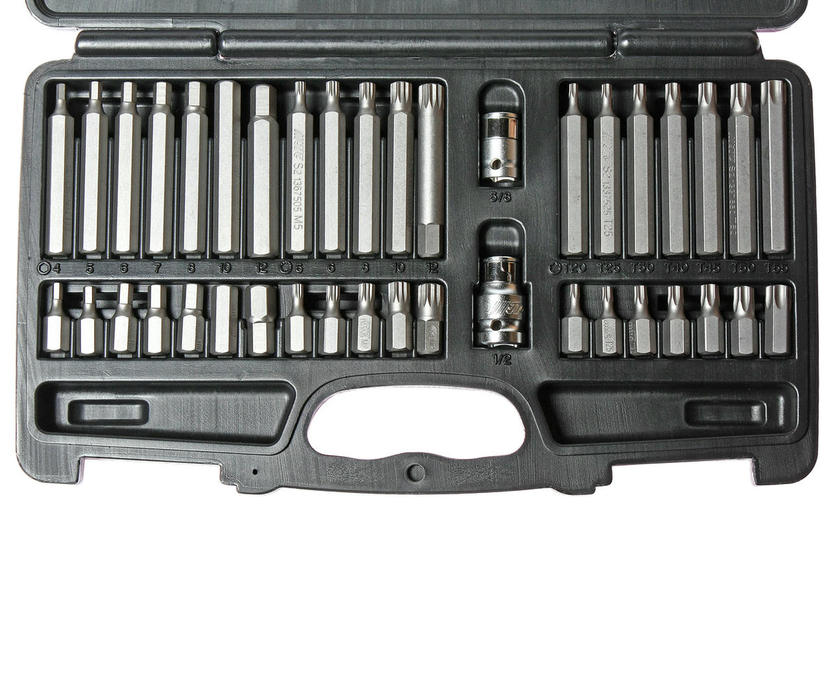 Набор вставок TORX, HEX, SPLINE с адаптерами 3/8" & 1/2" кейс 40пр JTC preview 2