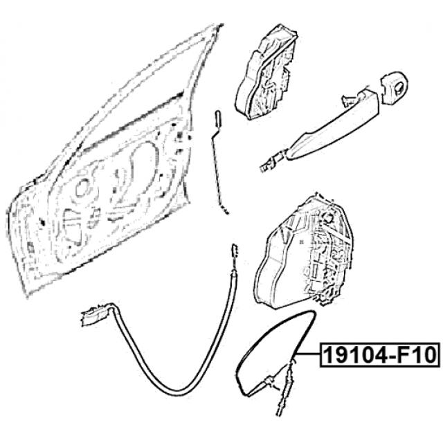 Трос внешней ручки замка двери BMW 5 F07 GT 2008-2013 FEBEST 19104-F10 preview 2