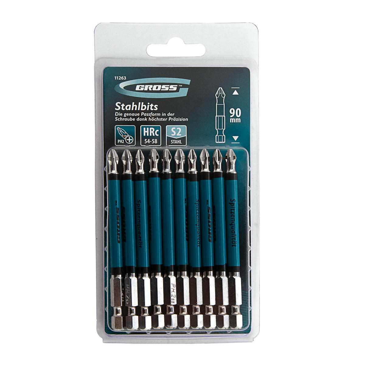 Набор бит PH2х90 сталь S2, (10шт) GROSS preview 4