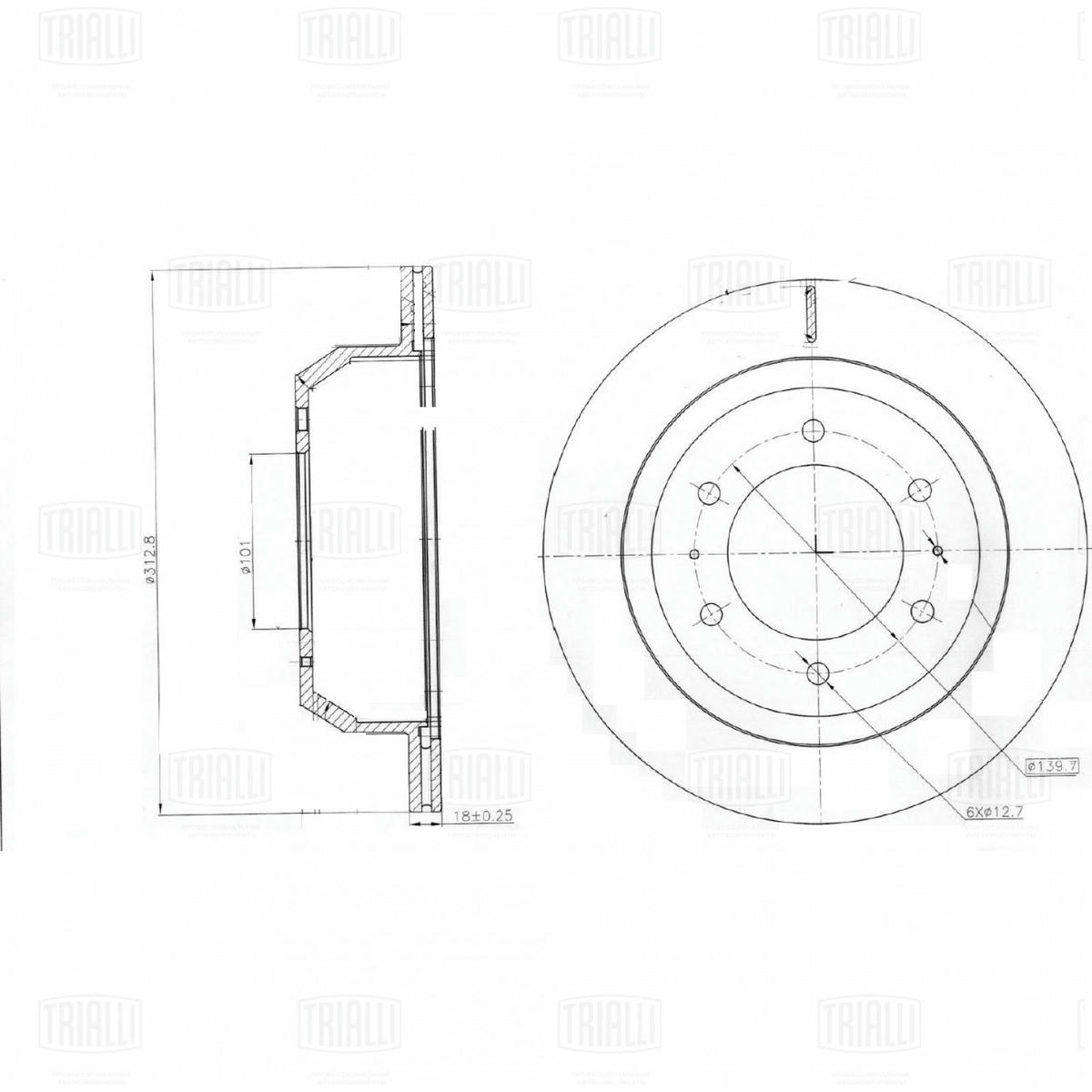 Диск торм. для а/м Great Wall Hover (05-) зад. d=313 (DF 062109) preview 3