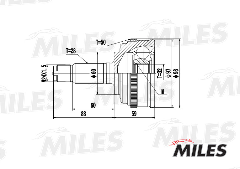 ШРУС HONDA ACCORD/PRELUDE 2.0/2.2 90-98 нар.(ABS) preview 3