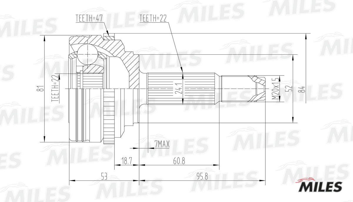 ШРУС CHEVROLET AVEO II T250/255/DAEWOO KALOS 1.4-1.5 02- нар. +ABS preview 3