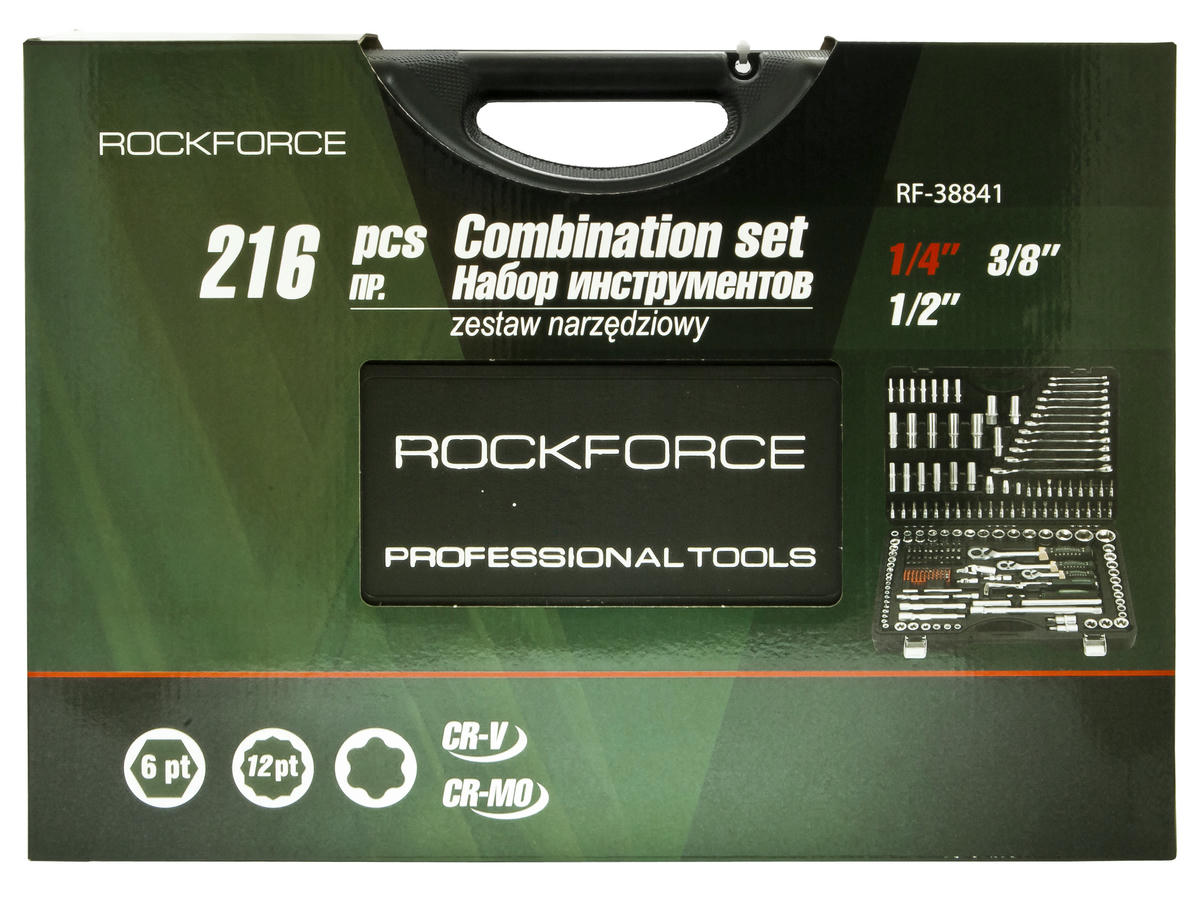 Набор инструмента 1/2"-1/4"-3/8" 216 предметов 6гр. ROCK FORCE preview 1