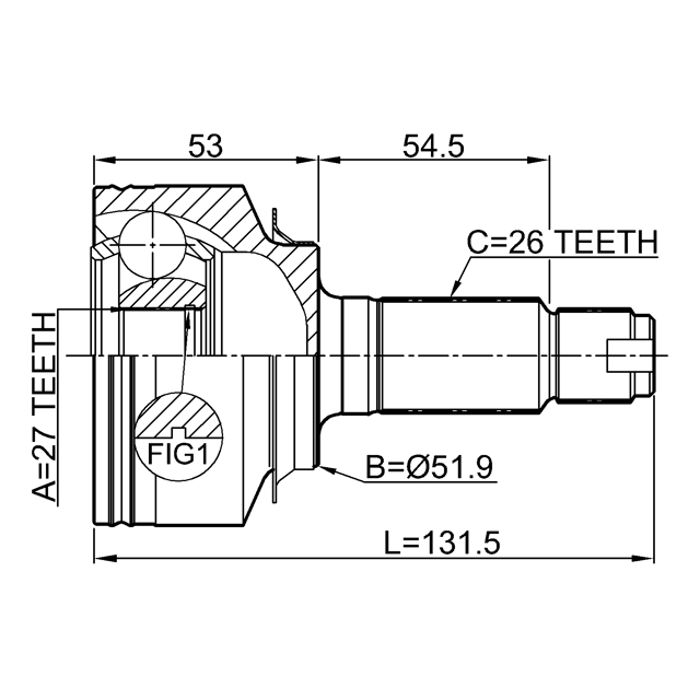 ШРУС НАРУЖНЫЙ27X51.9X26 (FEBEST) preview 2