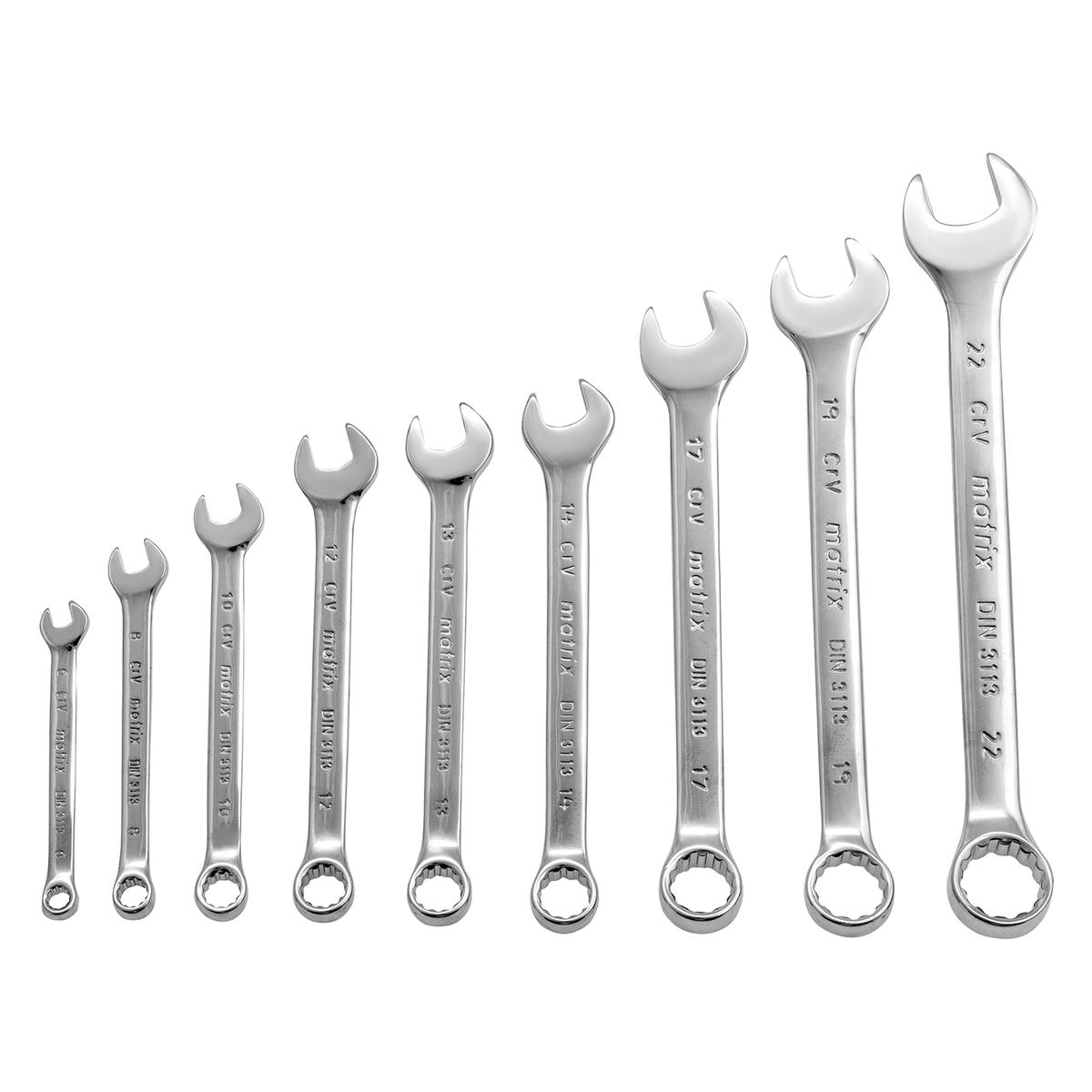 Набор ключей комбинированных 6-22 мм, 9 шт, полированный хром MATRIX preview 2