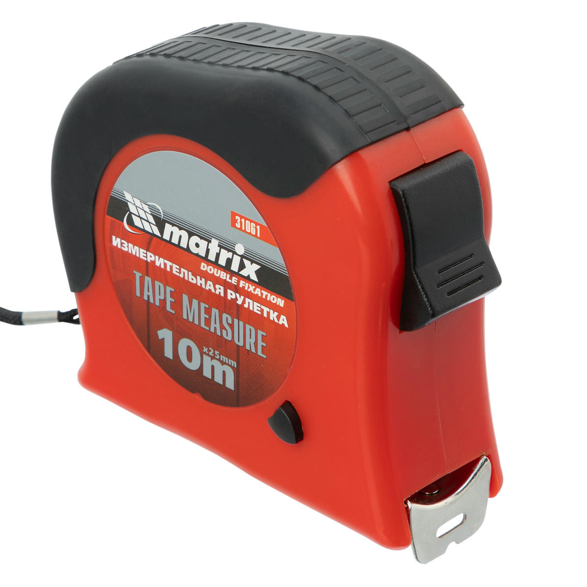 Рулетка 10м х 25мм, обрезиненный корпус, двойная плавная фиксация Matrix preview 1