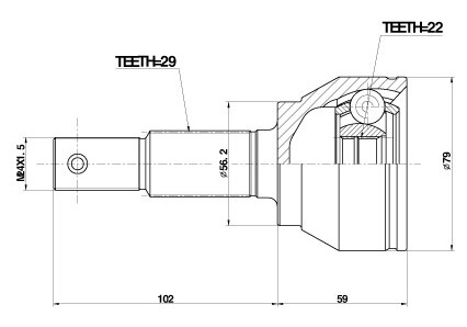 ШРУС для а/м Nissan Juke (10-) 1.6i CVT (наруж. перед.) (GO 1450) preview 3