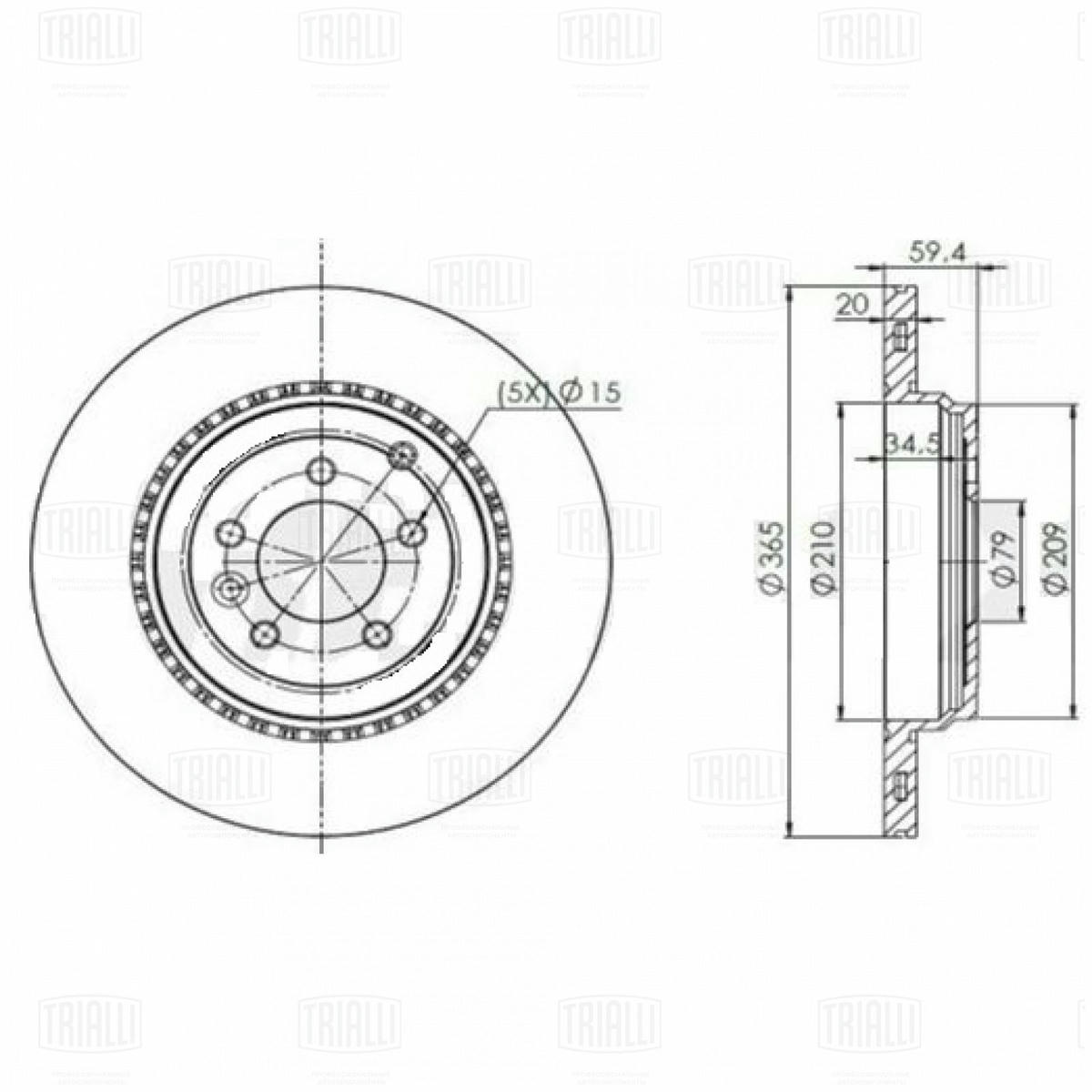 Диск торм. для а/м Land Rover Range Rover Sport (09-) зад. d=365 (окраш.) (DF 190518) preview 3