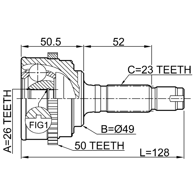 0310-061A50_ШРУС наружный к-кт! ABS Honda Logo 1.3 99-02 preview 2