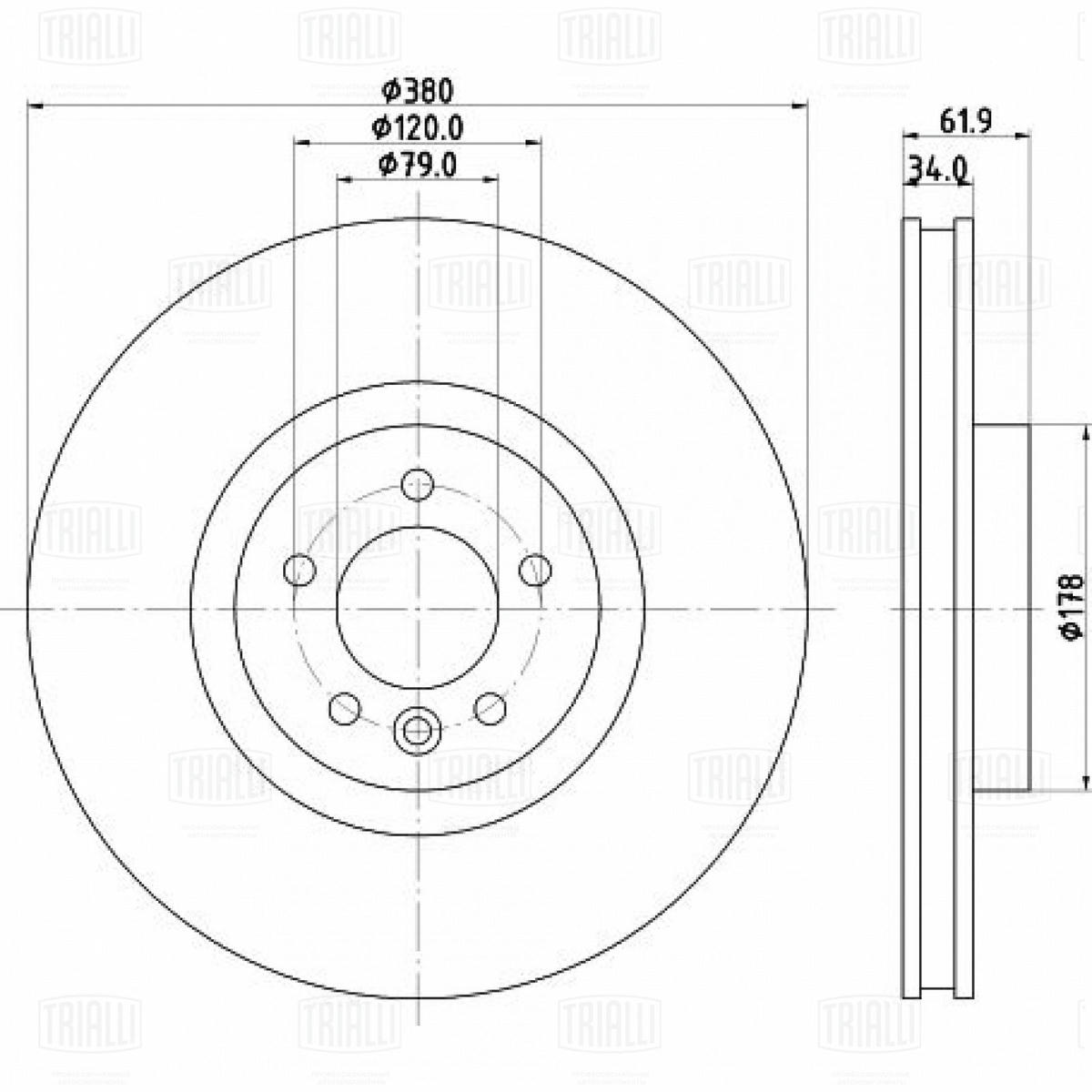 Диск торм. для а/м Land Rover Range Rover (12-)/Sport (13-) перед. d=380 (окраш.) (DF 190519) preview 3
