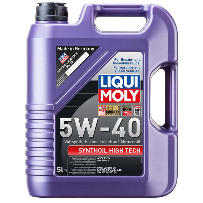 Масло моторное LIQUI MOLY SYNTHOIL HIGH-TECH A3/B4 SN 5W40 5л синт. preview 2 Масло моторное LIQUI MOLY SYNTHOIL HIGH-TECH A3/B4 SN 5W40 5л синт. preview 2