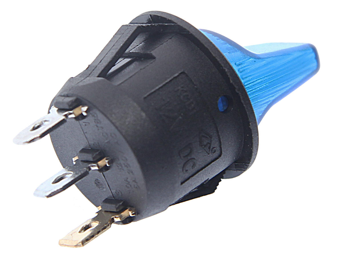 Выключатель клавишный круглый 12V 16A синий с подсв. preview 1