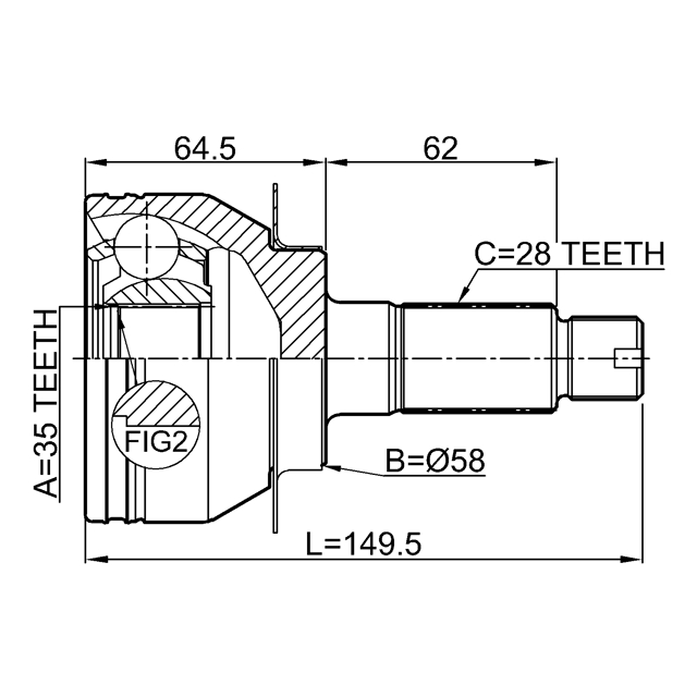 Шрус наружный 35X58X28 preview 2