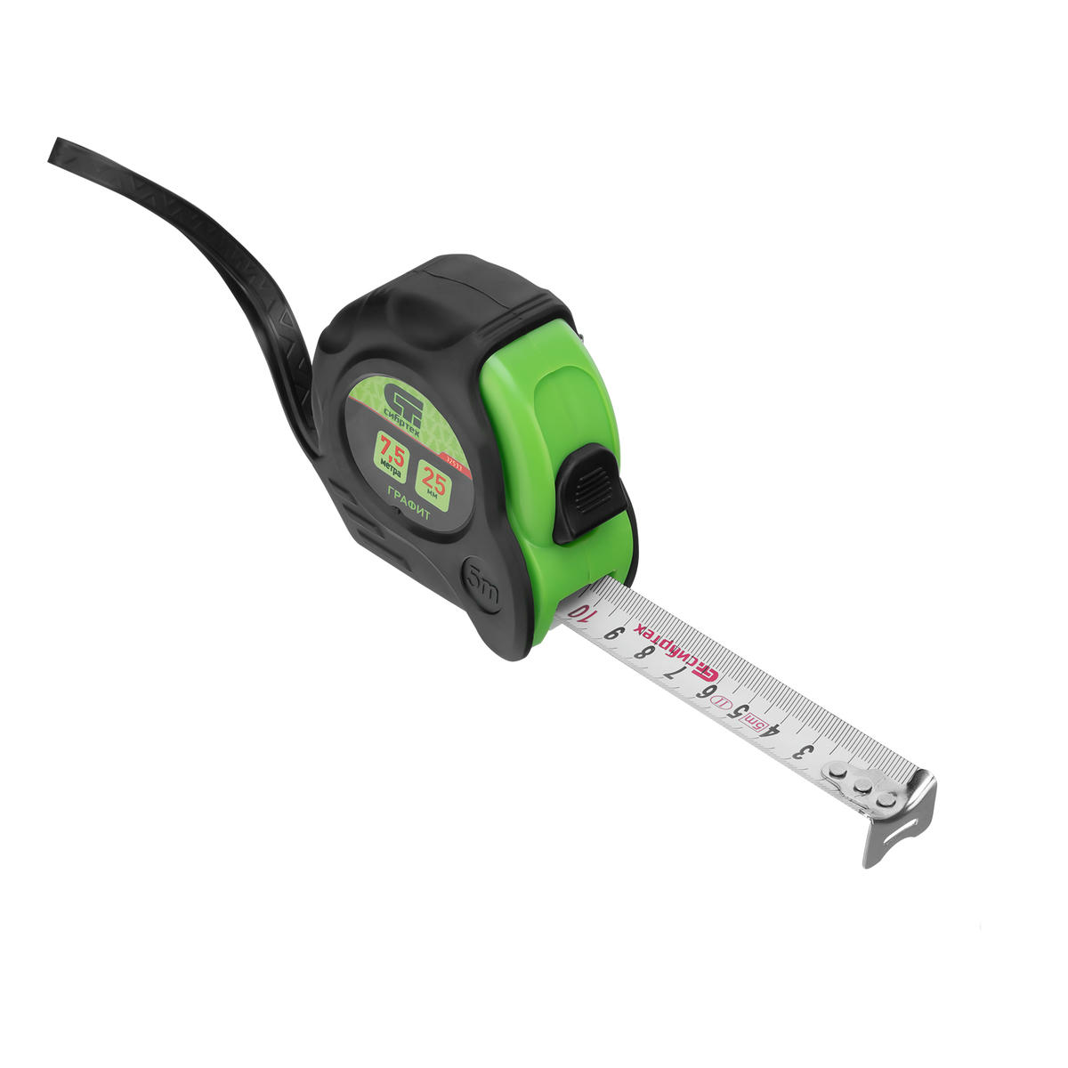 Рулетка Графит, обрезиненный корпус, амортизатор, 7,5 м х 25 мм// СИБРТЕХ preview 3