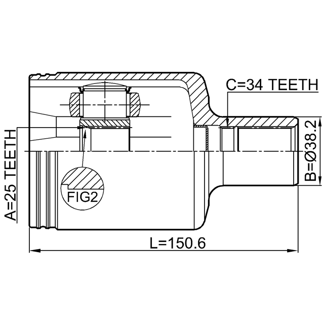ШРУС внутренний FEBEST 1611-204LH preview 2
