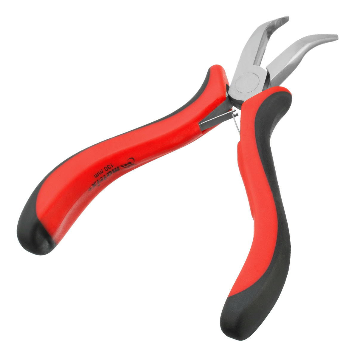 Длинногубцы Mini, 130 мм, никелированные, изогнутые, авторазжим, двухкомпонентные рукоятки MATRIX 17812 preview 2