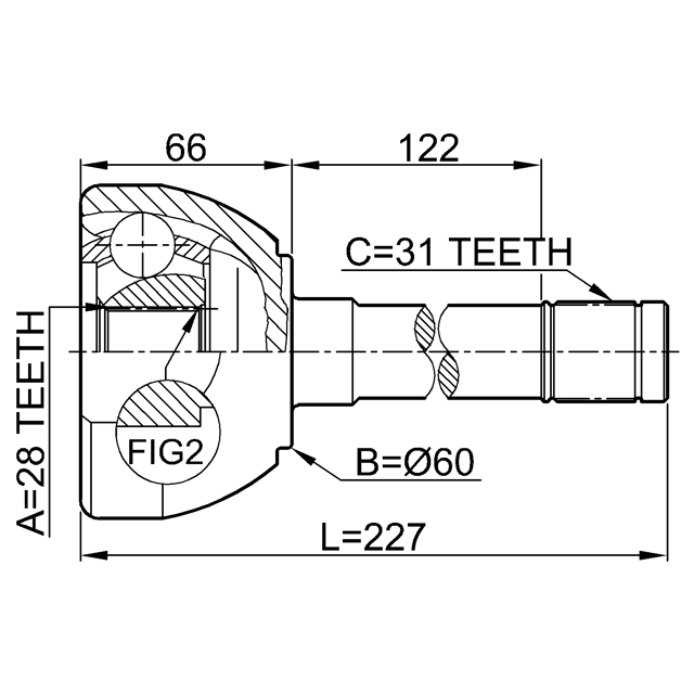 ШРУС НАРУЖНЫЙ28X60X31 (FEBEST) preview 2