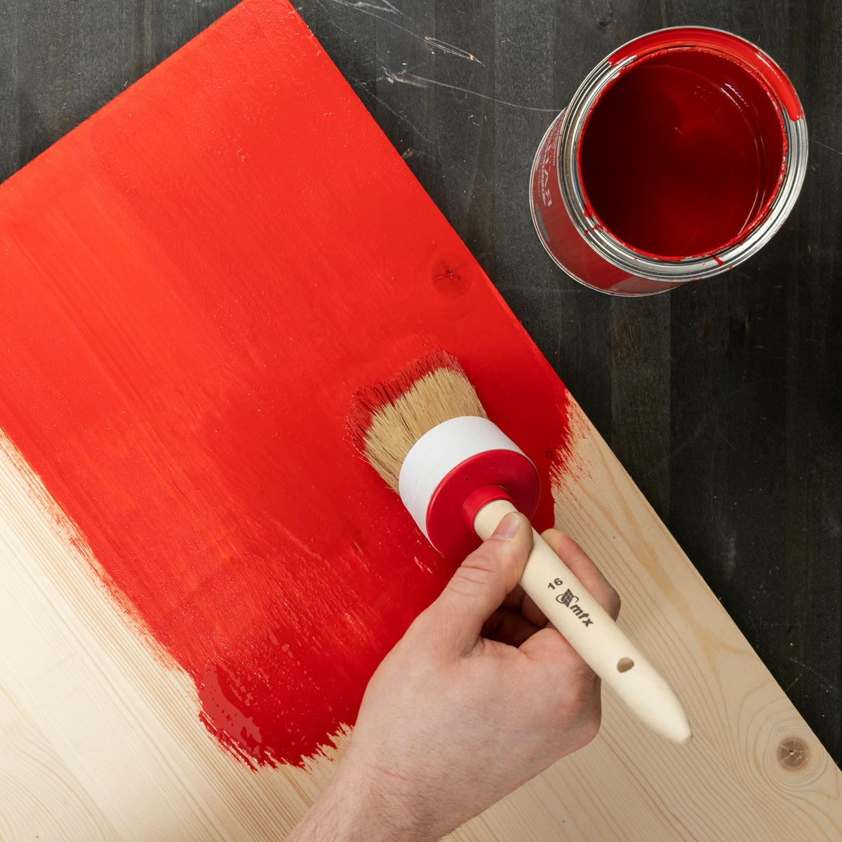 Кисть круглая № 16 (55 мм), натуральная щетина, деревянная ручка// MATRIX preview 1