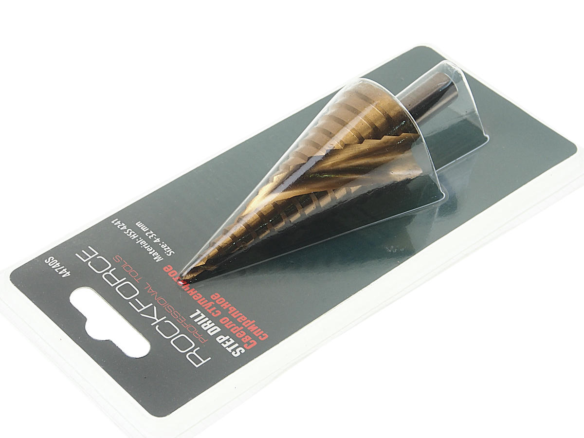 Сверло ступенчатое спиральное HSS 4241(4-32мм) в блистере ROCKFORCE preview 1
