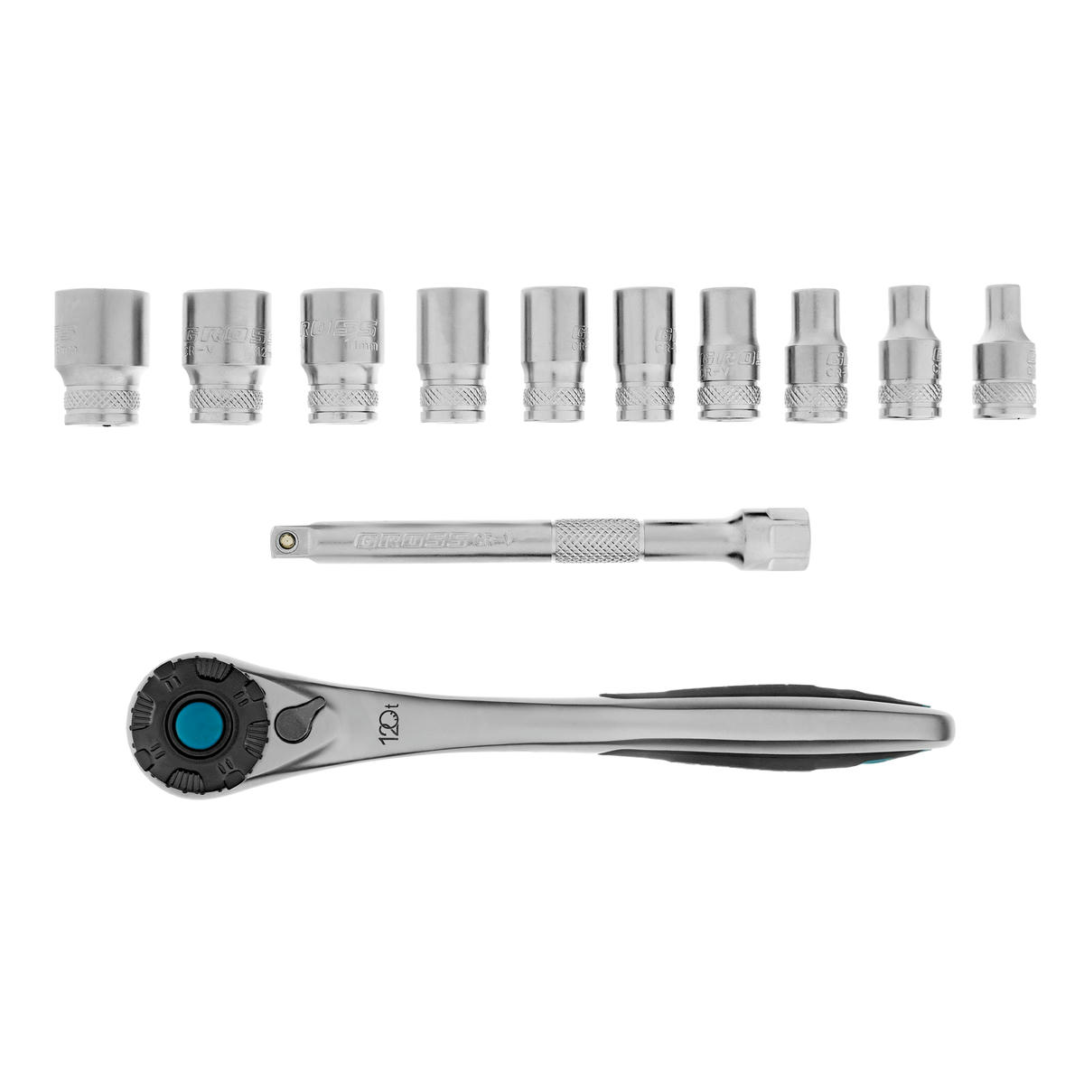 Набор торцевых головок ,трещетка 120 зубьев 12 предметов 1/4 // Gross preview 1