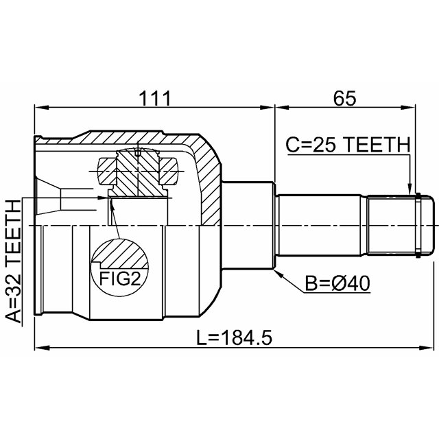 2011-SEB_ШРУС внутр.к-кт!32X40X25 Chrysler Cirrus/Sebring, Dodge Stratus 2.0/2.4/2.5/2.7/3.0 98-06 preview 2