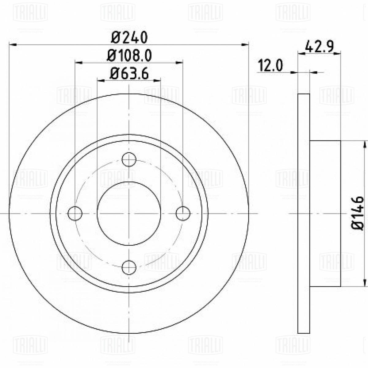 Диск торм. для а/м Ford Fiesta (96-)/Mazda 121 (96-) перед. d=240 (DF 263907) preview 3