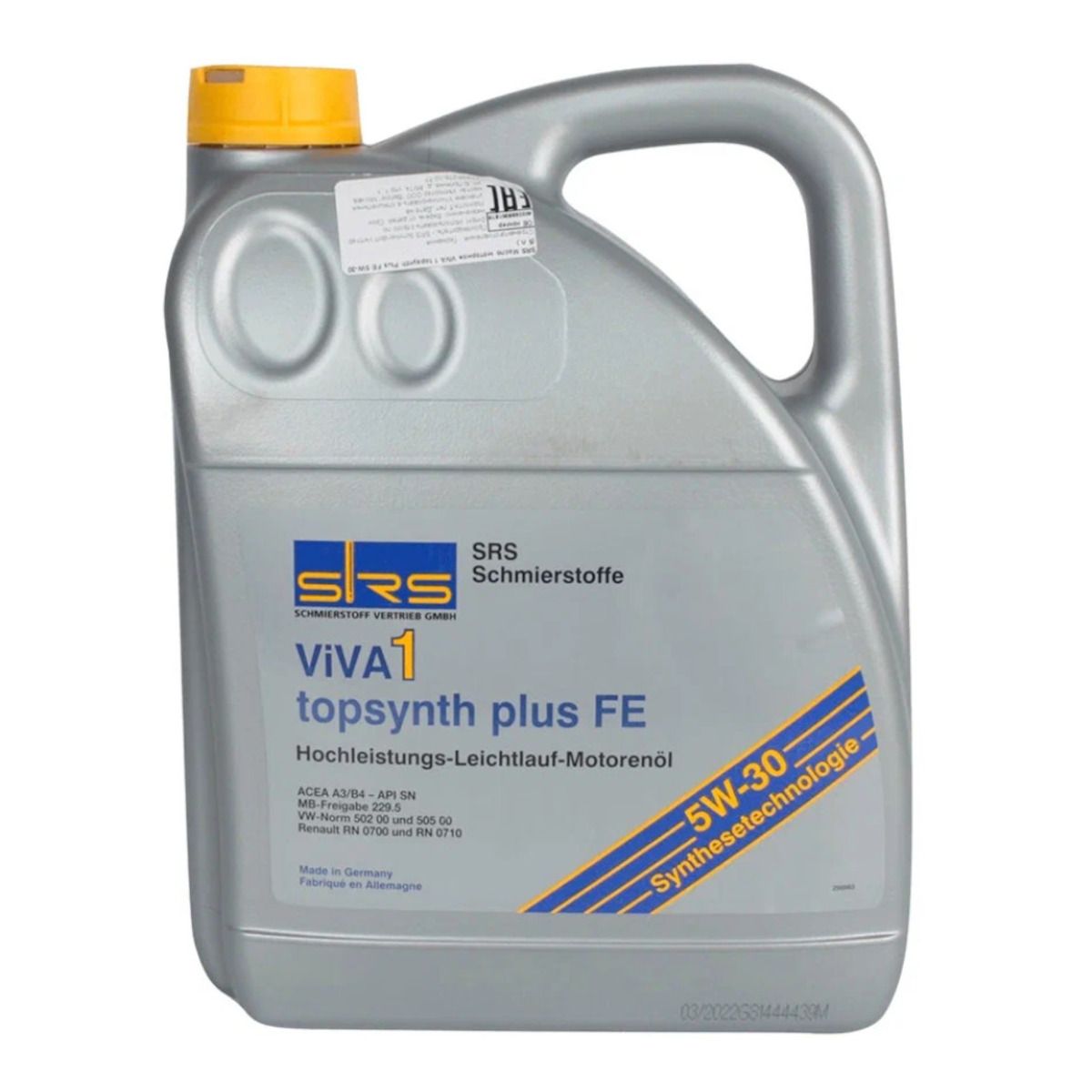 Масло моторное SRS VIVA1 TOPSYNTH PLUS FE 5W30 SN/CF 5л синт. preview 1
