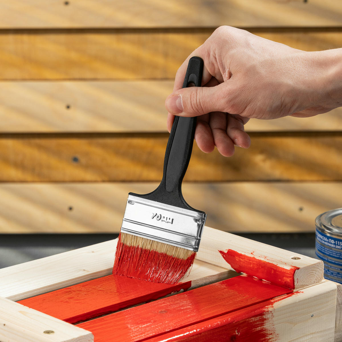 Кисть флейцевая "Стандарт", 70*6, натуральная щетина, пластиковая ручка СИБРТЕХ preview 6