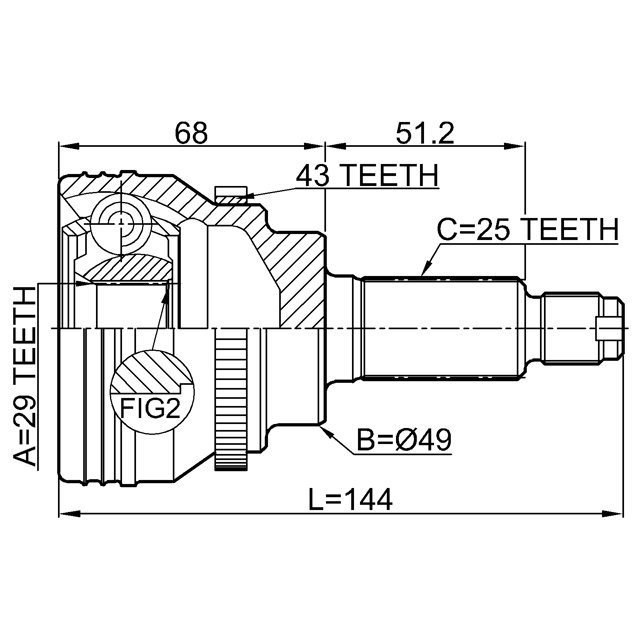 ШРУС наружный SUZUKI IGNIS RG413/RG415/RM413/RM415 00-08 0710-IGN29A43 preview 2