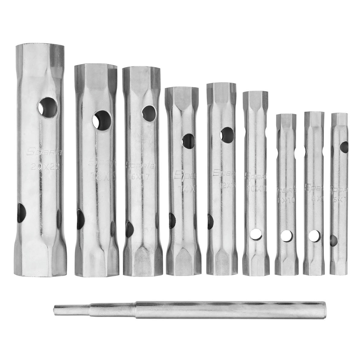 Набор ключей-трубок торцевых, 6 х 22 мм, 1 вороток, оцинкованные, 10 шт.// SPARTA preview 1