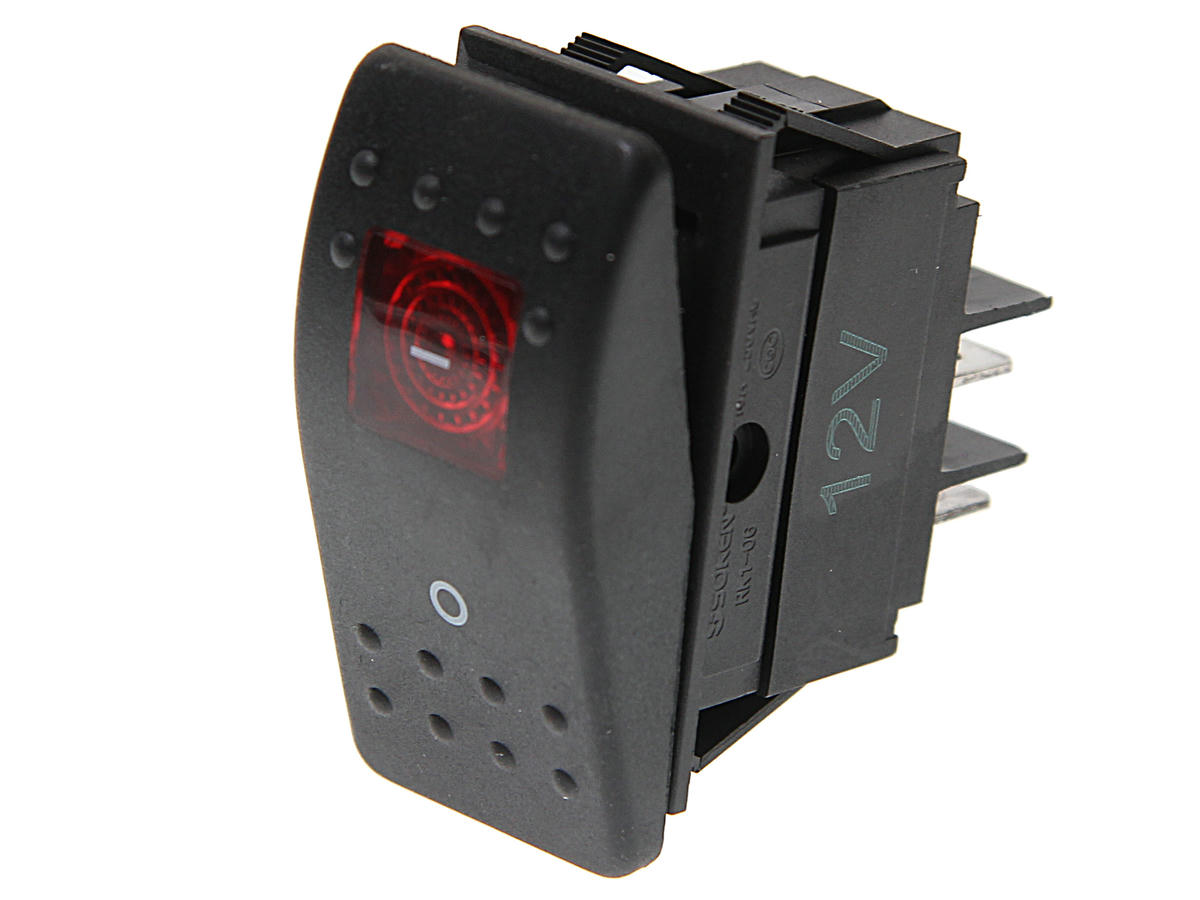 Выключатель клавишный 12V 35А ON-OFF красный с подсветкой REXANT preview 1