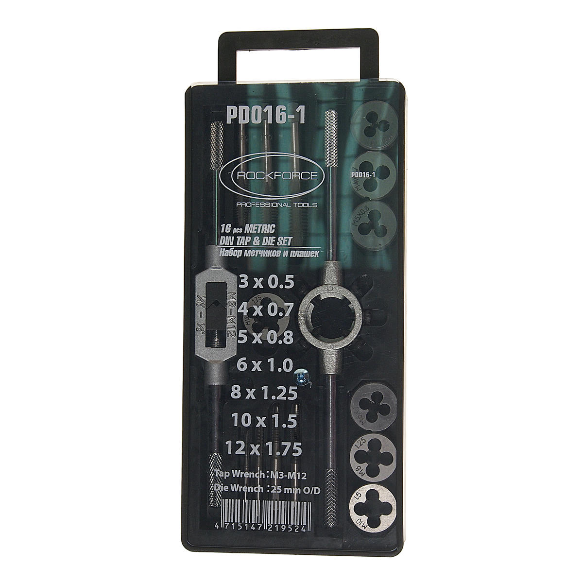 Набор метчиков и плашек метрический 16пр ROCK FORCE preview 2