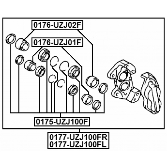 Ремкомплект переднего суппорта TOYOTA LC100/LEXUS LX470 FEBEST 0175-UZJ100F preview 2