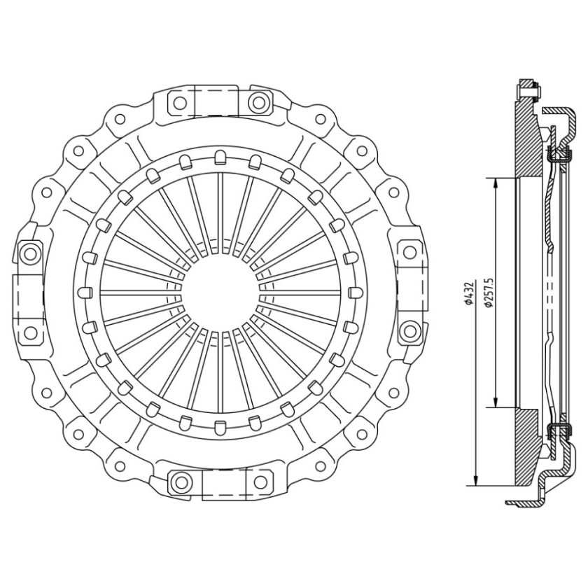 Диск сцеп. для а/м Volvo FH/FM (05-)/FMX (10-)/Renault C/D/K/T (13-) 430мм (нажим. корзина) (FS 704) preview 3