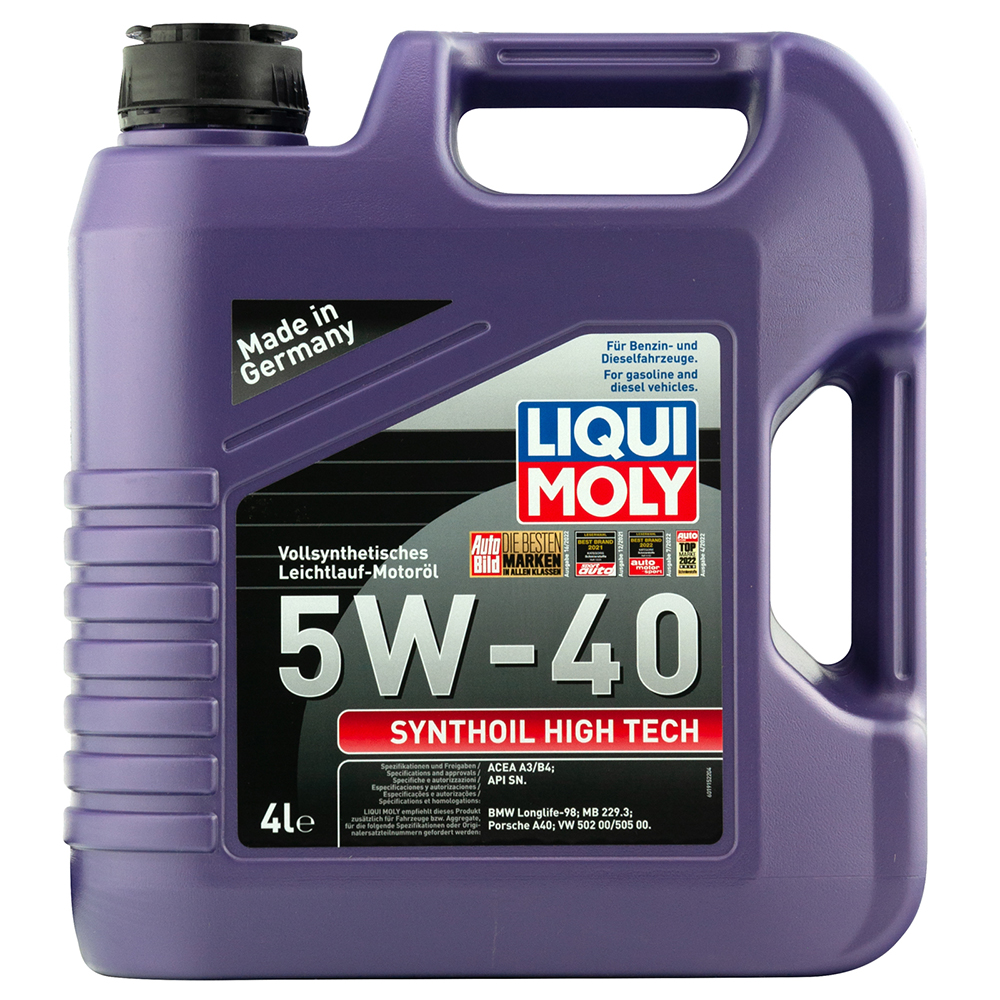 Масло моторное LIQUI MOLY SYNTHOIL HIGH-TECH A3/B4 SN 5W40 4л синт. preview 2