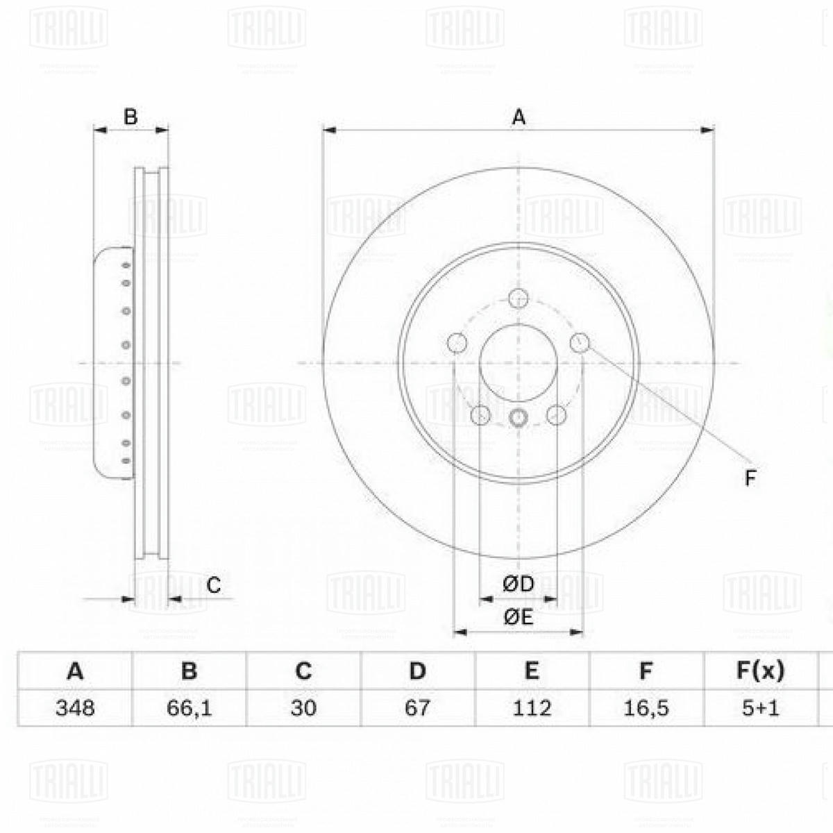 Диск торм. для а/м BMW 5 (G30) (18-)/X3 (G01) (17-)/X4 (G02) (18-) перед. d=348 (окраш) (DF 190438) preview 3
