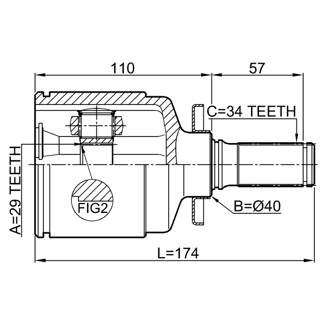 ШРУС ВНУТРЕННИЙ ЛЕВЫЙ29X31X34 (FEBEST) preview 2
