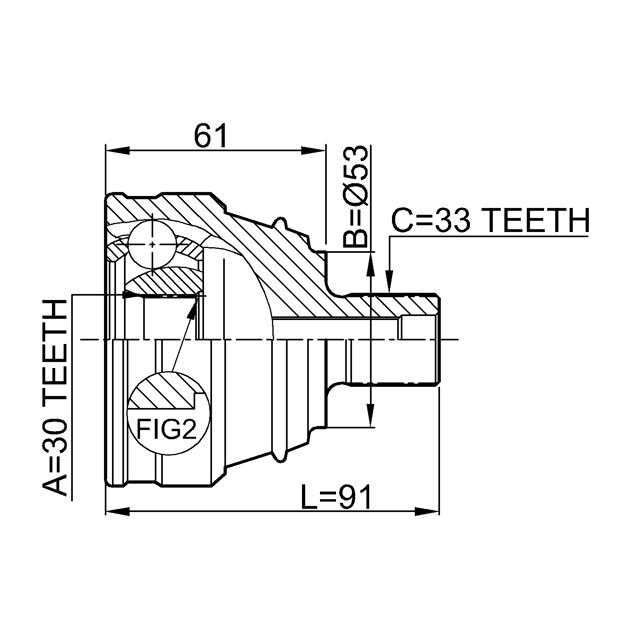 ШРУС НАРУЖНЫЙ30X53X33 (FEBEST) preview 2