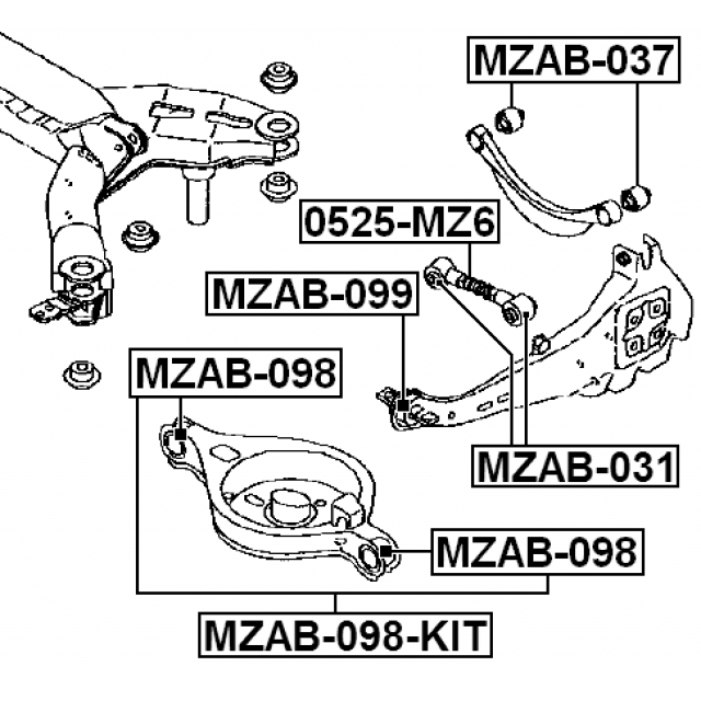 Сайлентблок рычага FEBEST MZAB-098-KIT preview 2