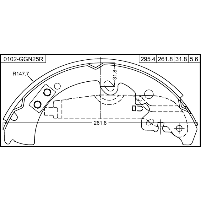 Колодки барабанные к-кт FEBEST 0102-GGN25R preview 2