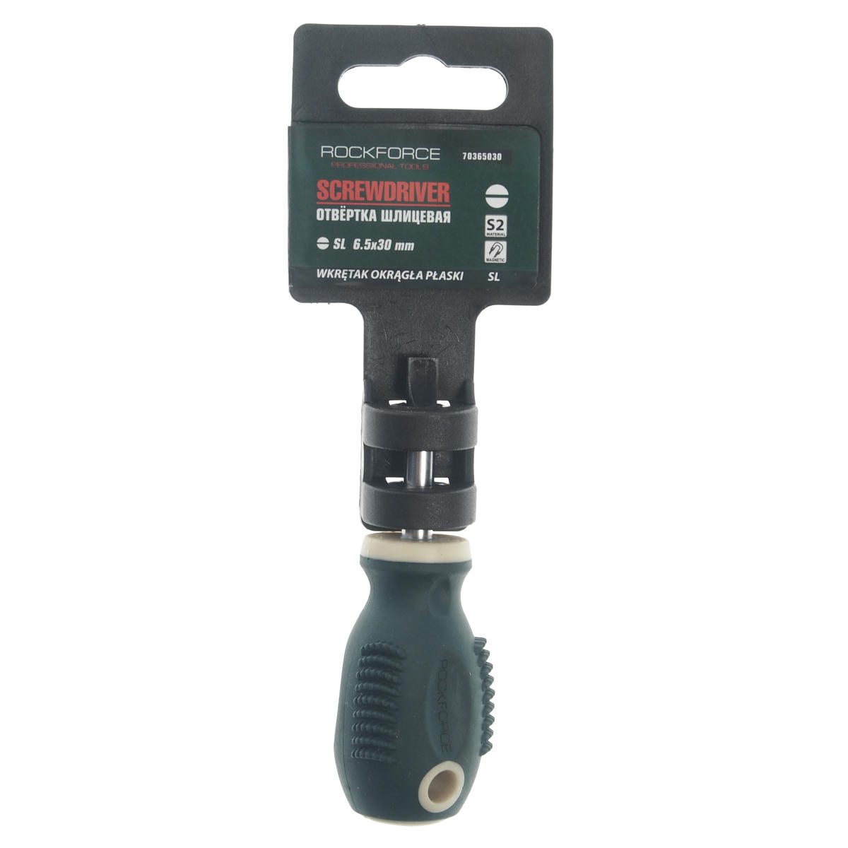 Отвертка шлицевая RF-70365030 магнитная "Profi" S2 SL6.5х30мм, на пластиковом держателе ROCKFORCE /1 preview 1