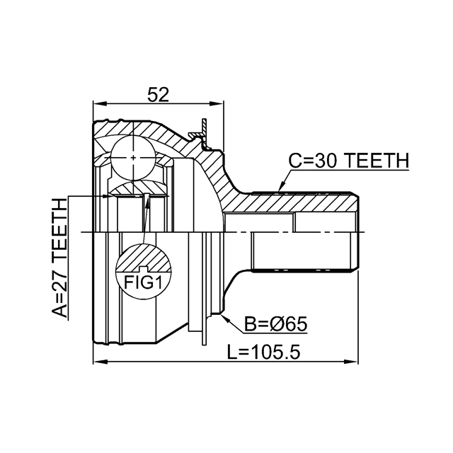 ШРУС наружный 27x65x30 MERCEDES BENZ A CLASS W176 1610-246 preview 2