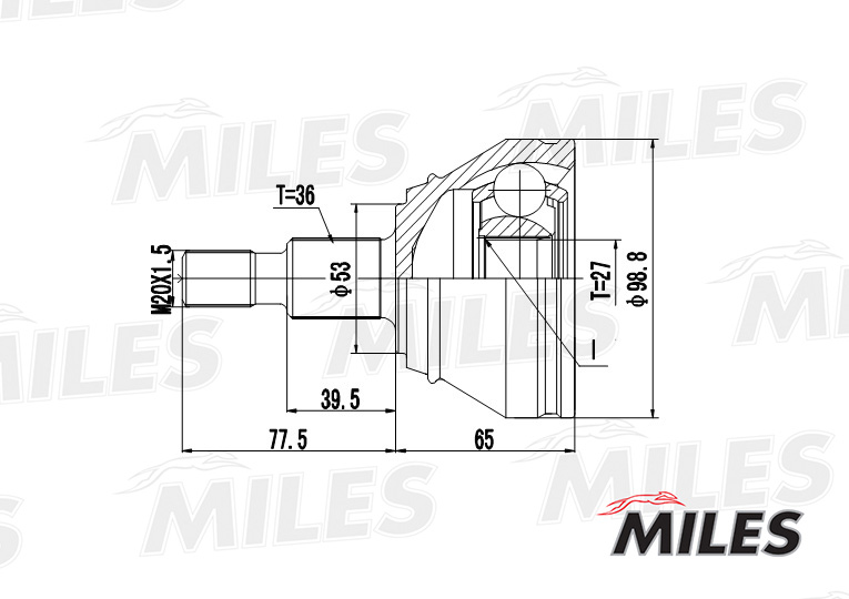 ШРУС AUDI A3/VW G4/SKODA OCTAVIA 1.8-2.8 98-05 нар. preview 3