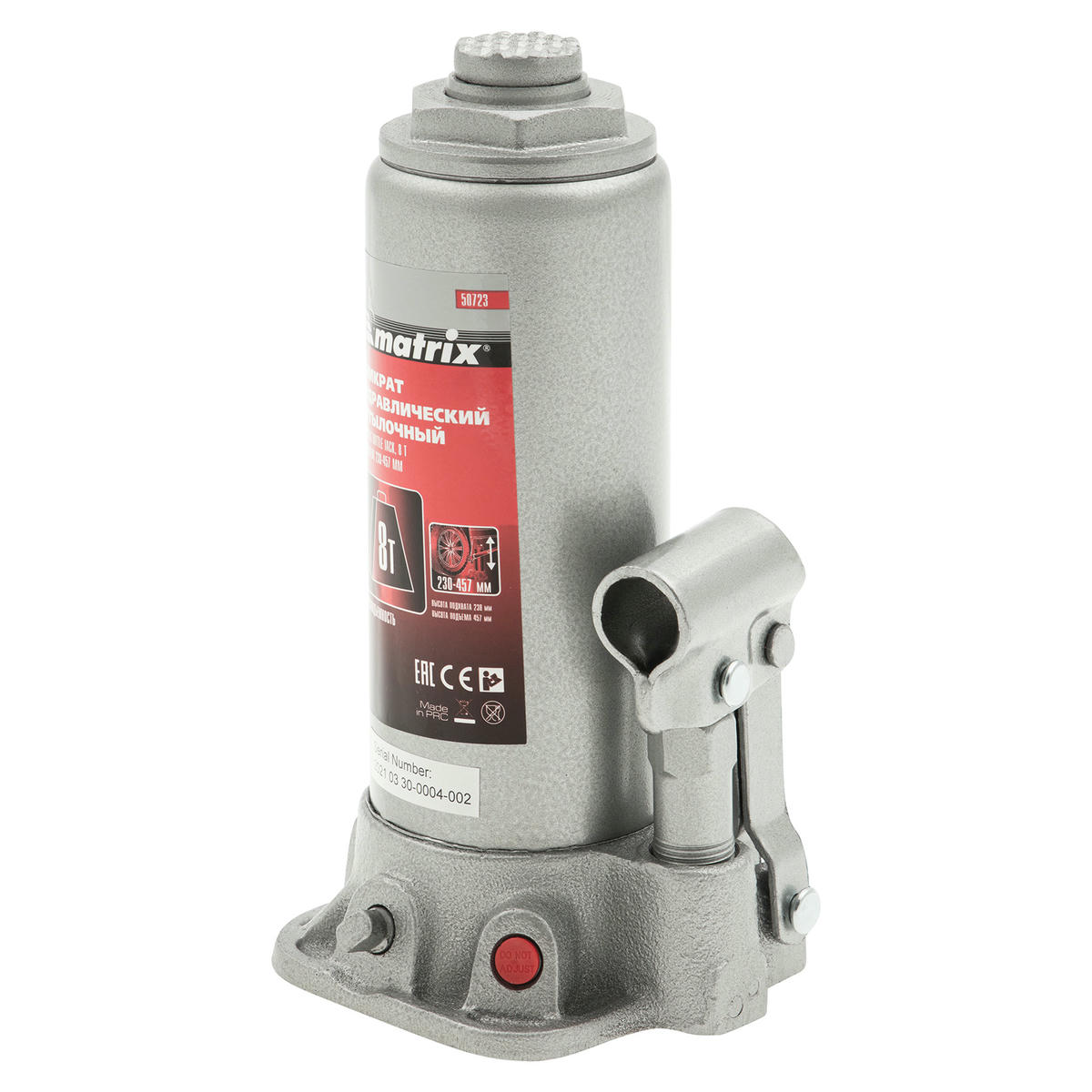Домкрат бутылочный 8т гидравлический 230–457мм MATRIX preview 1